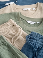 Blue/Green/ Neutral Textured Jersey Short Sleeve Pyjamas Set 3 Pack - Image 9 of 12