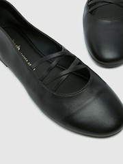 Schuh Lars Leather Tie Black Ballerinas - Image 4 of 4