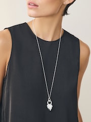 Silver Tone Stacked Hoop Pendant Necklace - Image 1 of 6