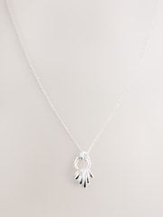 Silver Tone Stacked Hoop Pendant Necklace - Image 4 of 6