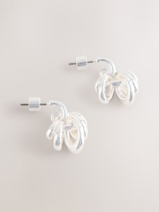 Silver Tone Stacked Hoop Earrings - Image 4 of 6