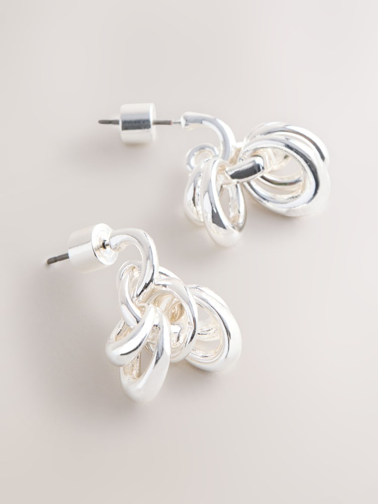 Silver Tone Stacked Hoop Earrings - Image 6 of 6