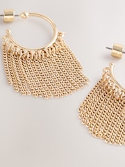 Gold Tone Tassel Chain Hoop Earrings - Image 5 of 6