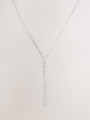 Silver Tone Slinky Chain Y Profile Necklace - Image 1 of 3