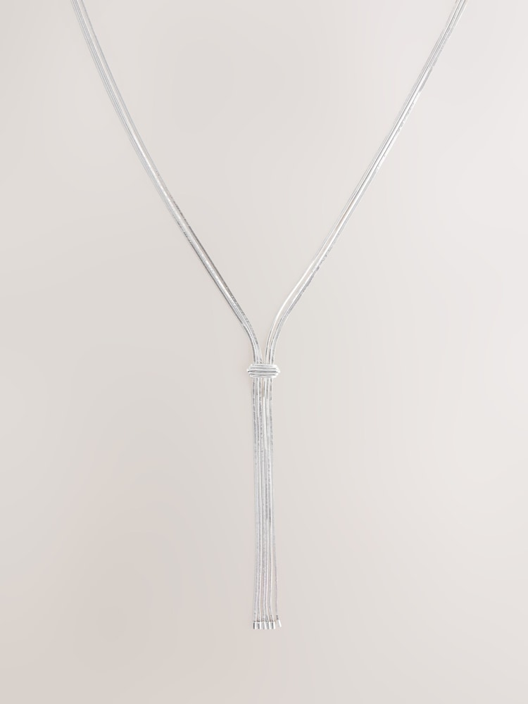 Silver Tone Slinky Chain Y Profile Necklace - Image 1 of 3
