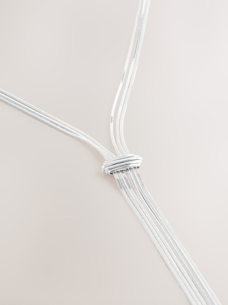 Silver Tone Slinky Chain Y Profile Necklace - Image 2 of 3