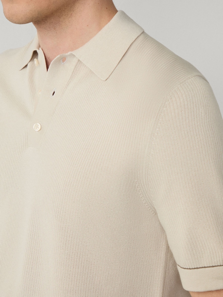 Hackett Textured Knitted Tipped Polo Shirt - Image 6 of 6 Hackett Textured Knitted Tipped Polo Shirt - Image 6 of 6