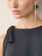 Silver Tone Sparkle Drop Earrings - Image 4 of 6