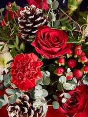 Red Rose and Carnation Fresh Flower Bouquet in Hatbox - Image 3 of 3