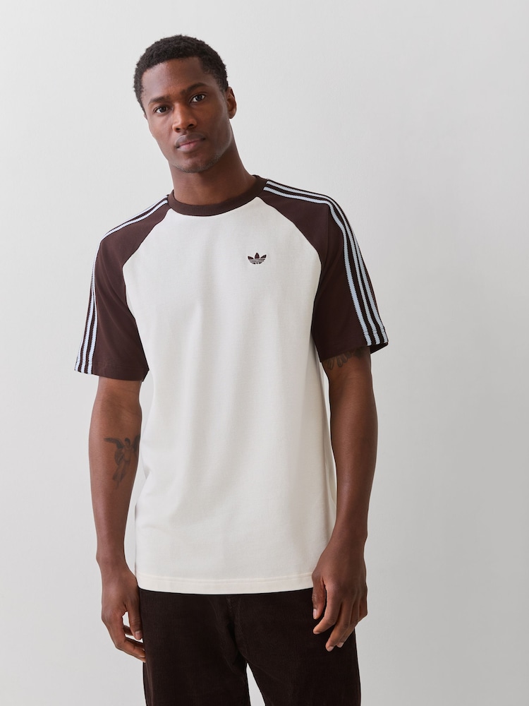 adidas Originals Beige Britcore Short Sleeve Ringer T-Shirt - Image 1 of 6 adidas Originals Beige Britcore Short Sleeve Ringer T-Shirt - Image 1 of 6