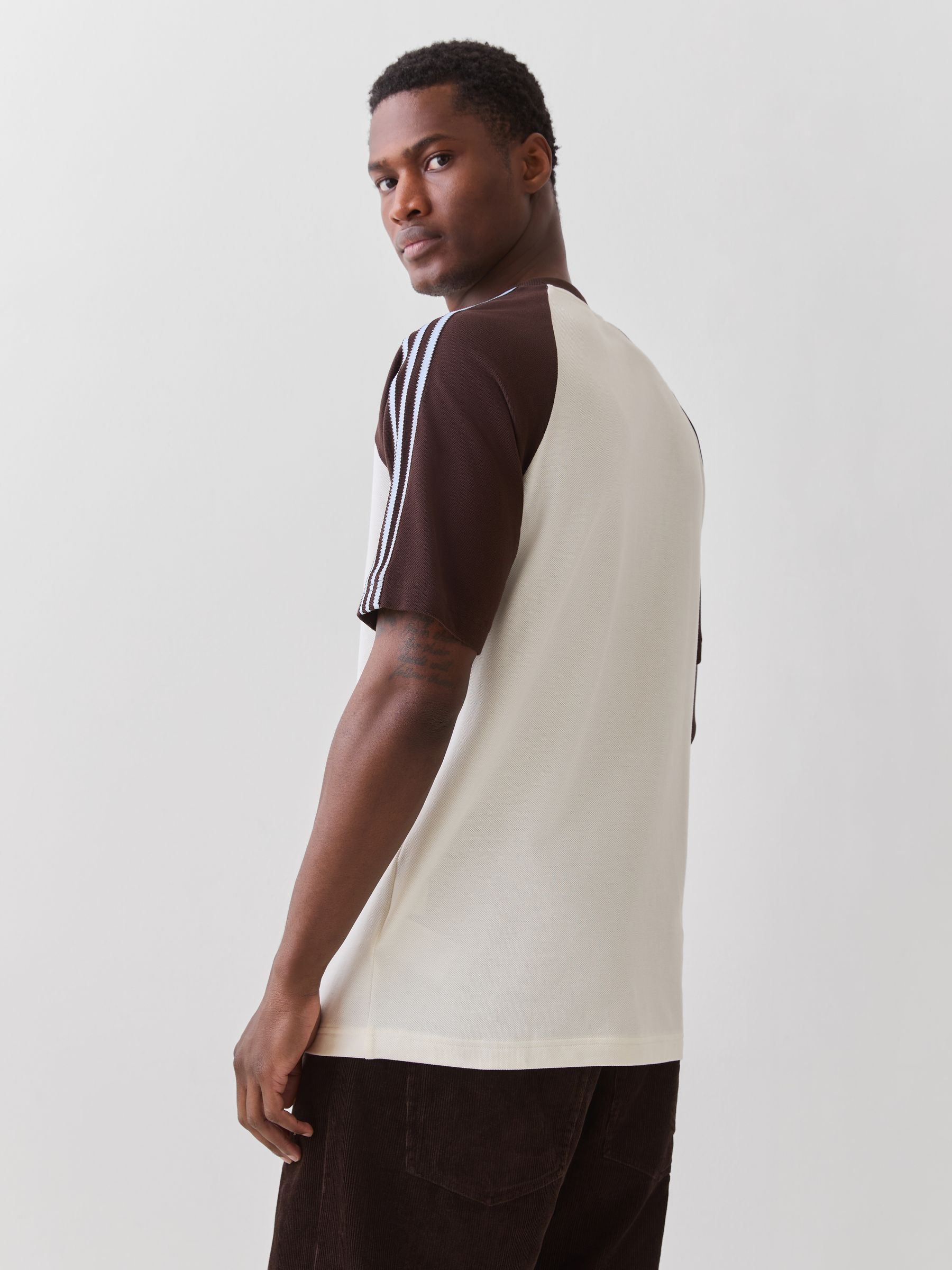 Buy adidas Originals Beige Britcore Short Sleeve Ringer T-Shirt