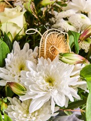 White Chrysanthemum and Alstroemeria Fresh Flower Bouquet in Hatbox - Image 5 of 5