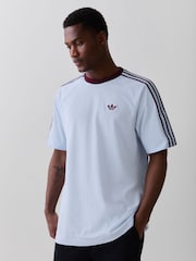 adidas Originals Light Blue Britcore Short Sleeve Ringer T-Shirt - Image 1 of 7