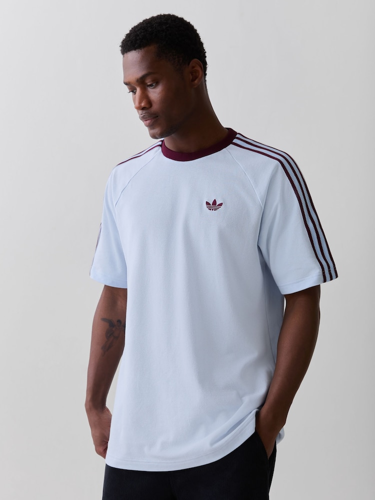 adidas Originals Light Blue Britcore Short Sleeve Ringer T-Shirt - Image 1 of 7