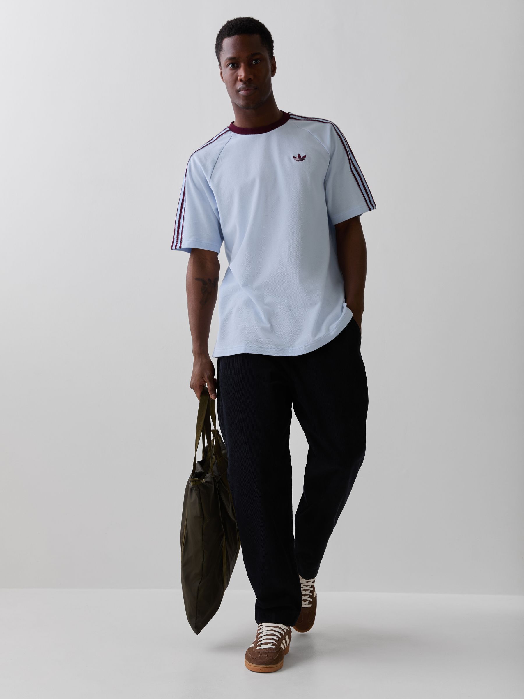 Buy adidas Originals Light Blue Britcore Short Sleeve Ringer T-Shirt ...
