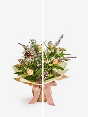 White/Gold Rose and Alstroemeria Bouquet With Wrapped Glass Vase - Image 3 of 5