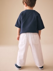 White Wide Fit Linen Blend Pull on Trousers (3mths-7yrs) - Image 3 of 8