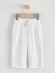 White Wide Fit Linen Blend Pull on Trousers (3mths-7yrs) - Image 5 of 8