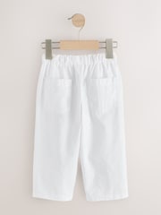 White Wide Fit Linen Blend Pull on Trousers (3mths-7yrs) - Image 6 of 8
