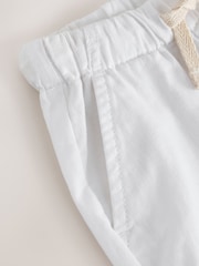 White Wide Fit Linen Blend Pull on Trousers (3mths-7yrs) - Image 7 of 8