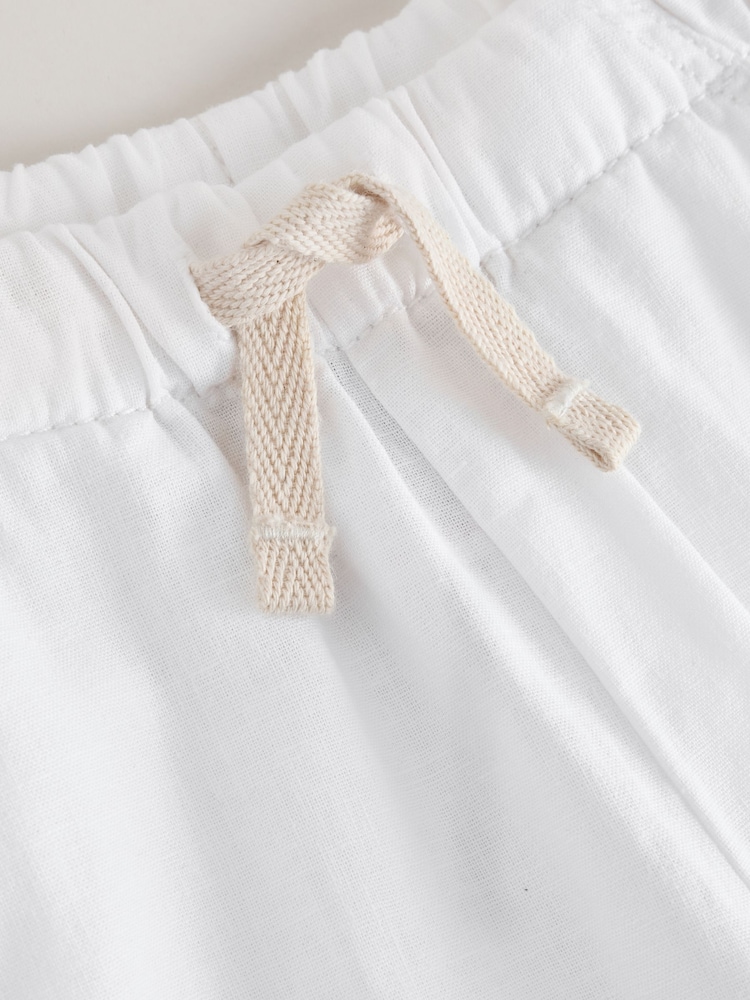 White Wide Fit Linen Blend Pull on Trousers (3mths-7yrs) - Image 8 of 8