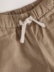 Tan Brown Wide Fit Linen Blend Pull on Trousers (3mths-7yrs) - Image 7 of 8