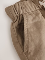 Tan Brown Wide Fit Linen Blend Pull on Trousers (3mths-7yrs) - Image 8 of 8