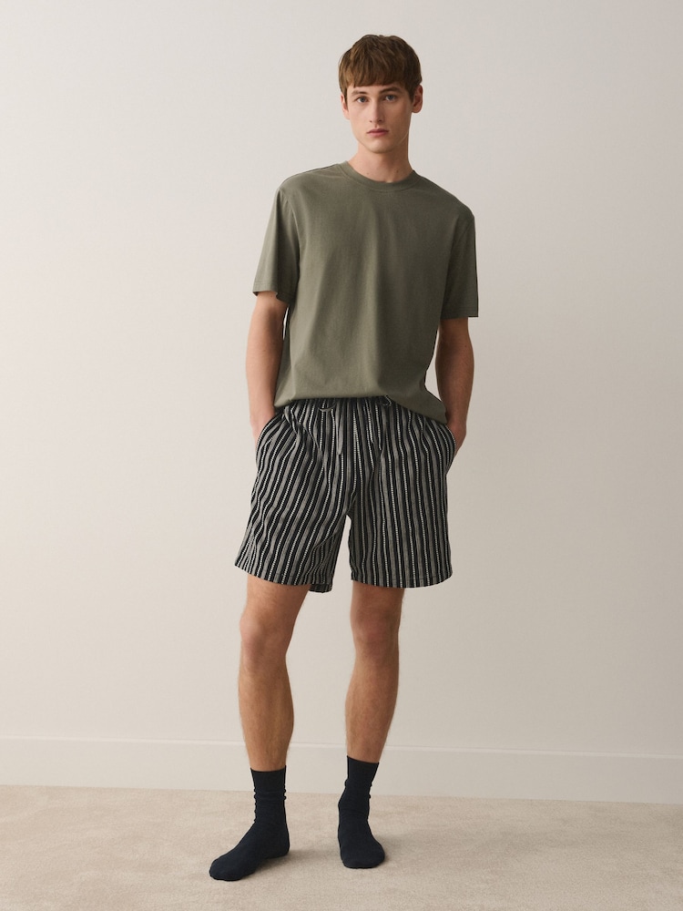 グリーン - Woven Stripe Short Sleeve Pyjamas Set - 画像 1 / 10