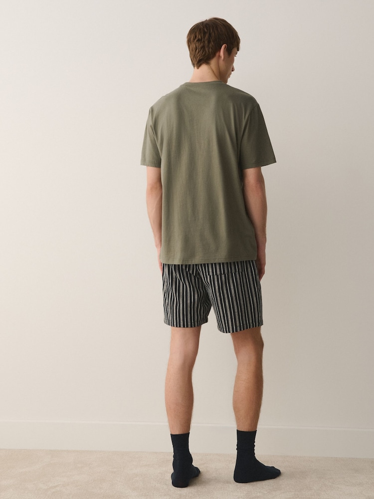 グリーン - Woven Stripe Short Sleeve Pyjamas Set - 画像 2 / 10