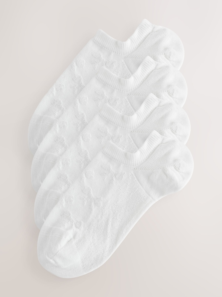 White Bow Texture Trainer Socks 4 Pack - Image 1 of 4 White Bow Texture Trainer Socks 4 Pack - Image 1 of 4
