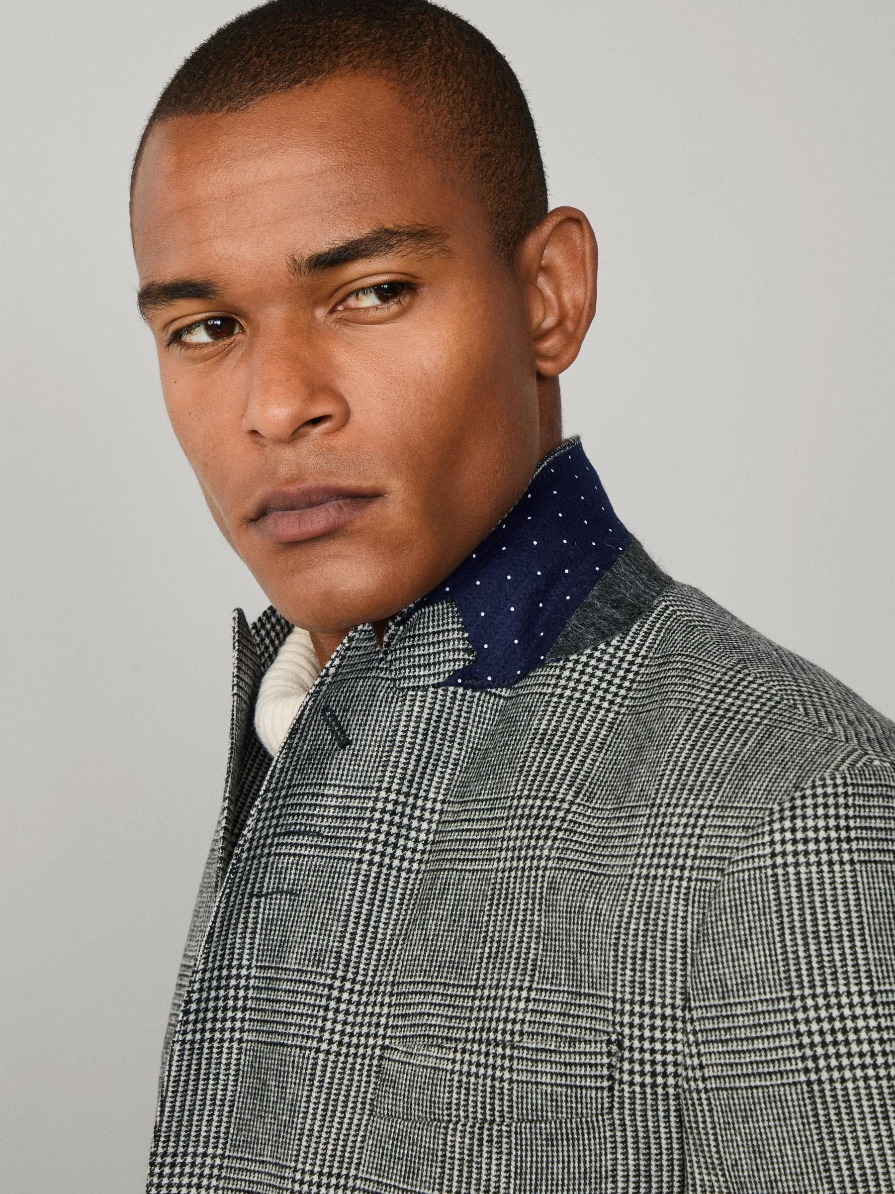 Buy Hackett Black Glen Check Peak Lapel Jacket from Next Luxembourg