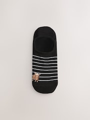 Black/White Hamish The Highland Cow Stripe Invisible Trainer Socks 4 Pack - Image 3 of 7