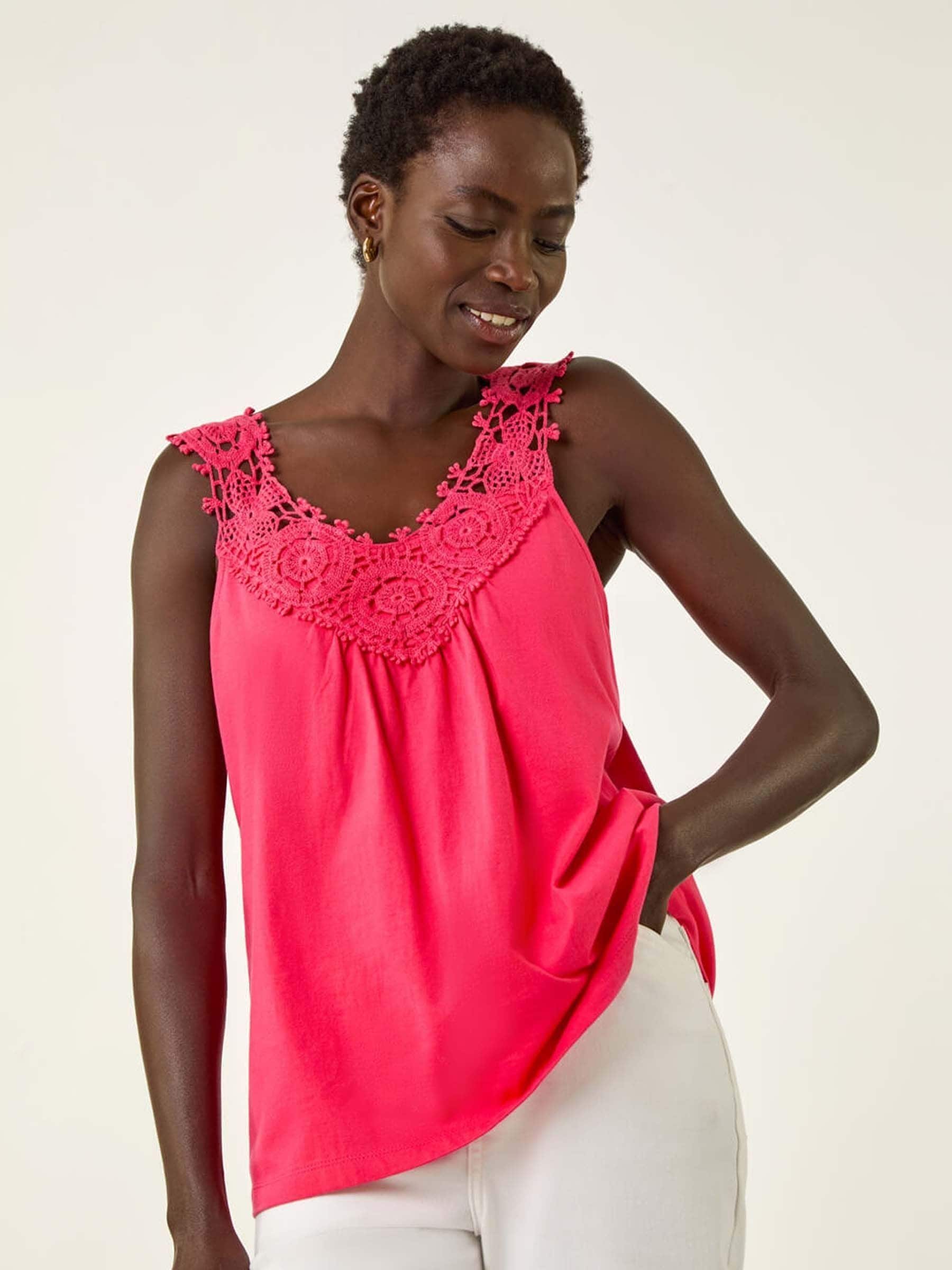 Buy Roman Pink Crochet Trim Vest Top from Next South Africa