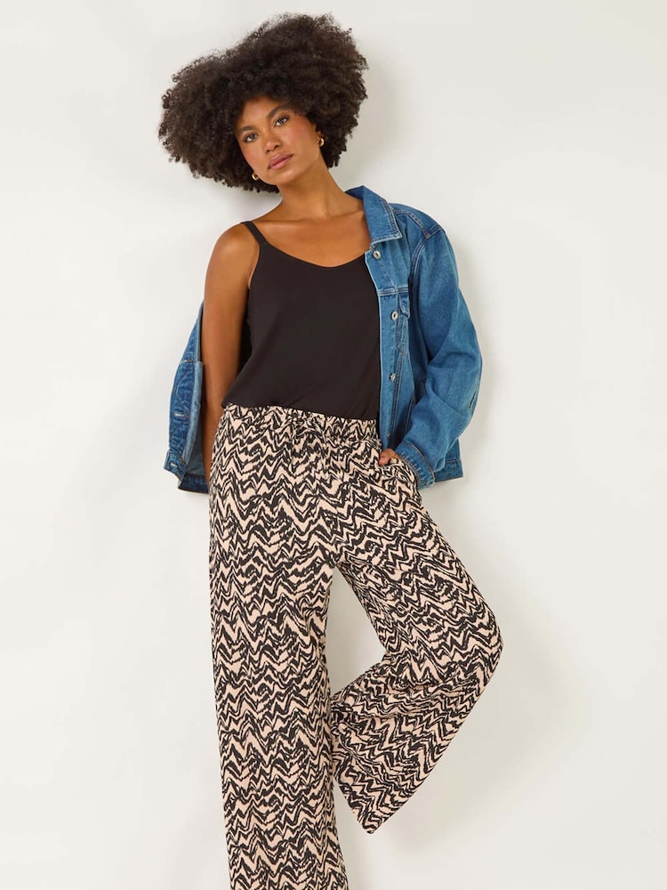 Roman Natural Abstract Wide Leg Trousers - Image 1 of 5