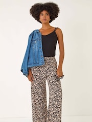 Roman Natural Abstract Wide Leg Trousers - Image 2 of 5