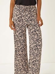 Roman Natural Abstract Wide Leg Trousers - Image 4 of 5