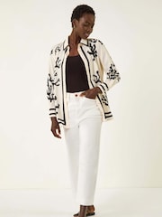 Roman Cream Coral Mono Print Collared Shirt - Image 1 of 5
