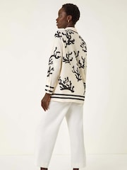 Roman Cream Coral Mono Print Collared Shirt - Image 3 of 5