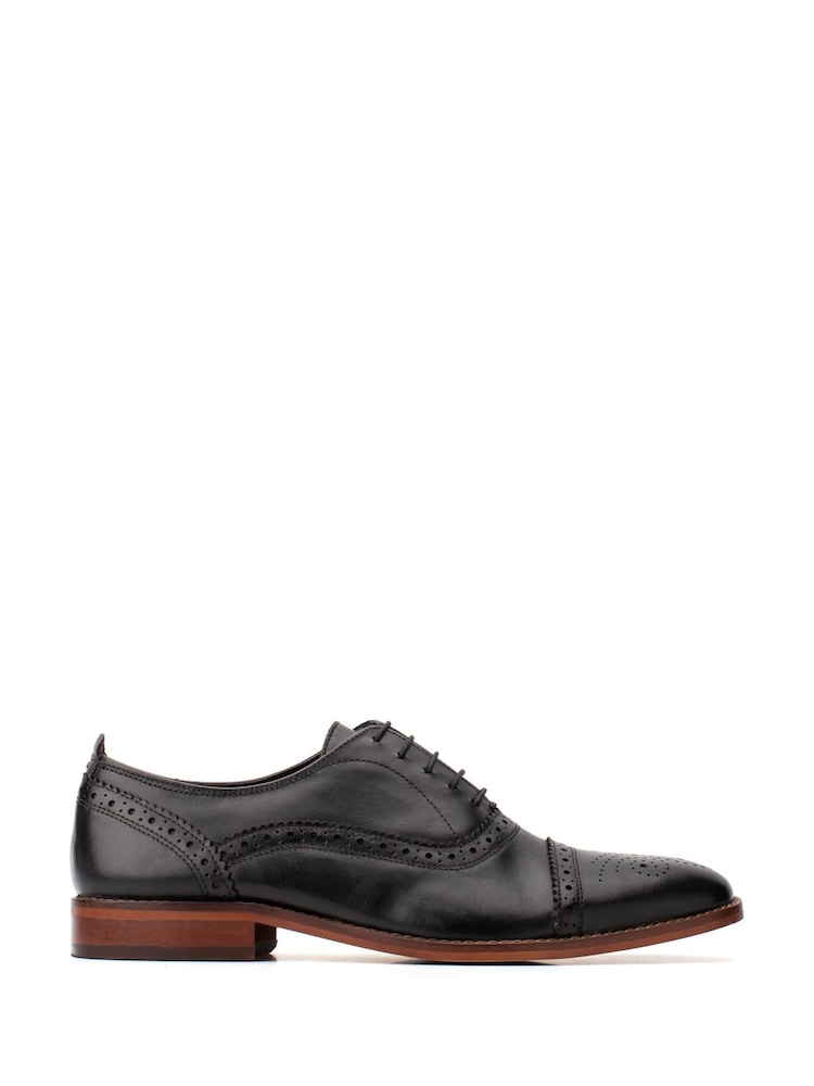 Base London Black Cast Waxy Brogue Shoe - Image 1 of 4