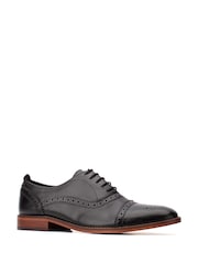 Base London Black Cast Waxy Brogue Shoe - Image 2 of 4