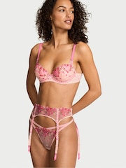 Victoria's Secret Hearts and Roses Pink Embroidered Garter Belt - Image 1 of 3