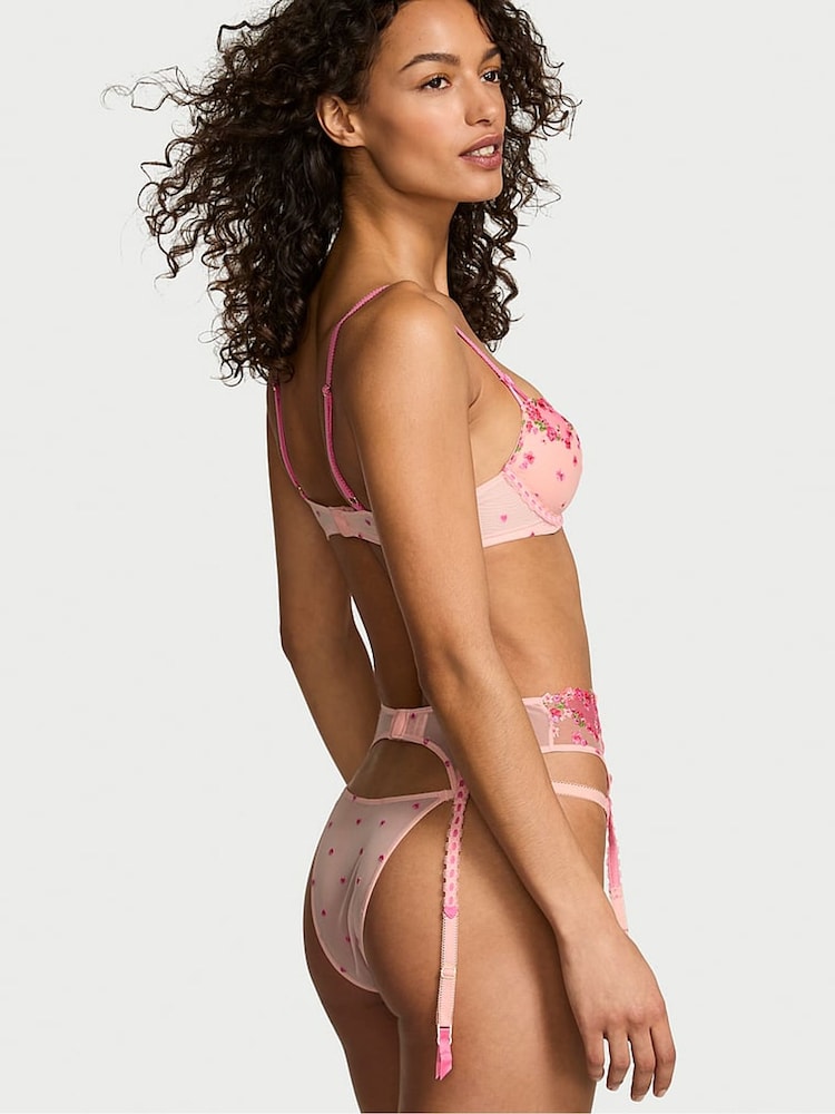 Victoria's Secret Hearts and Roses Pink Embroidered Garter Belt - Image 2 of 3 Victoria's Secret Hearts and Roses Pink Embroidered Garter Belt - Image 2 of 3