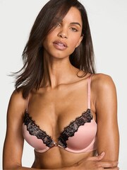 Victoria's Secret Royal Pink Add 2 Cups Push Up Bombshell Lace Trim Bra - Image 1 of 2