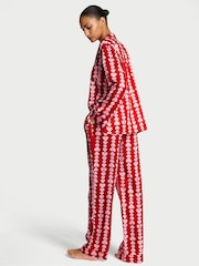 Victoria's Secret Lipstick Red and Petal Pink Scattered Hearts Satin Long Pyjamas Set - Image 2 of 2