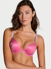Victoria's Secret Rose Garden Pink Add 2 Cups Push Up Bombshell Shine Strap Bra - Image 1 of 2