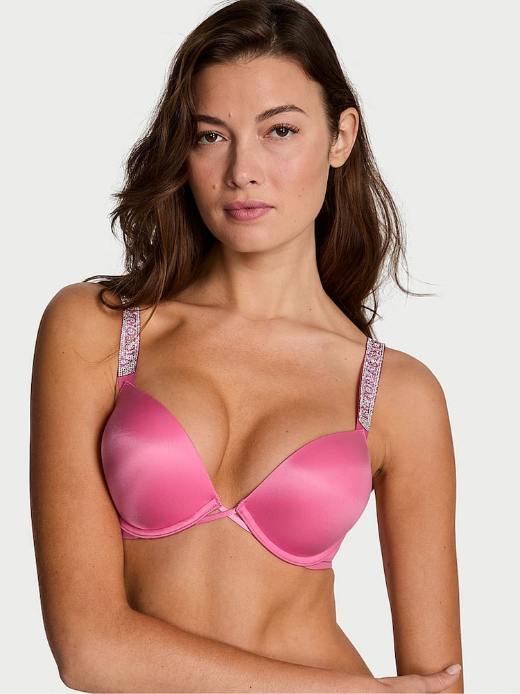 Victoria's Secret Rose Garden Pink Add 2 Cups Push Up Bombshell Shine Strap Bra - Image 1 of 2