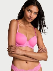 Victoria's Secret Rose Garden Pink Lace Trim Lightly Lined Demi Bra - Image 2 of 3