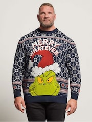 BadRhino Big & Tall Blue Grinch Fairisle Knitted Jumper - Image 1 of 6