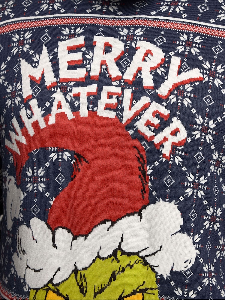 BadRhino Big & Tall Blue Grinch Fairisle Knitted Jumper - Image 6 of 6 BadRhino Big & Tall Blue Grinch Fairisle Knitted Jumper - Image 6 of 6