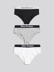 Juicy Couture Black Juicy Hipster Briefs 3 Pack Hanging - Image 1 of 2